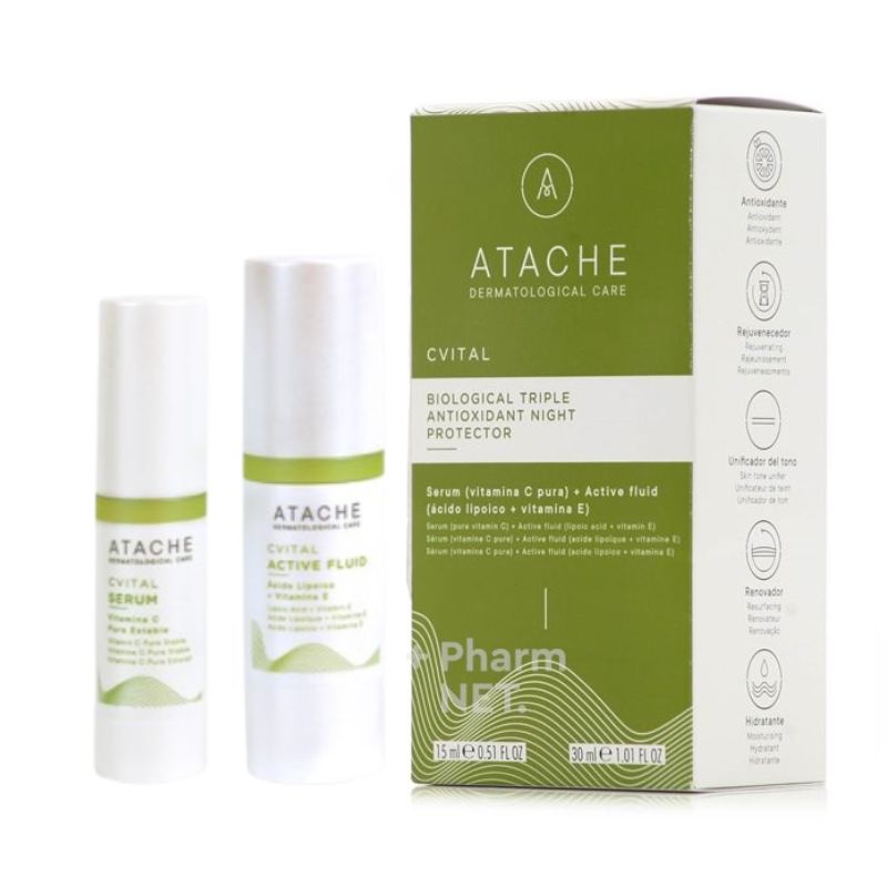 ATACHE C Vital Серум 15ml. + Флуид 30ml. - Биологична тройно-антиоксидантна нощна защита