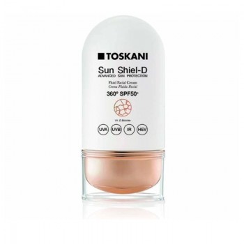 TOSKANI Sun Shiel-D fluid facial cream SPF50+ Слънцезащитен крем с вит Д без цвят