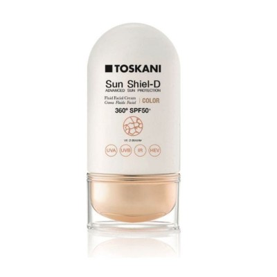 TOSKANI Sun Shiel-D fluid facial cream spf 50+ Флуиден слънцезащитен крем с цвят и вит. Д 50ml