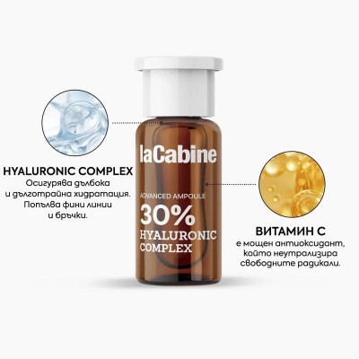 laCabine - 5x Pure Hyaluronic Шок ампули за дълбока хидратация и попълване на бръчки с Хиалуронов комплекс 10 бр. х 2ml