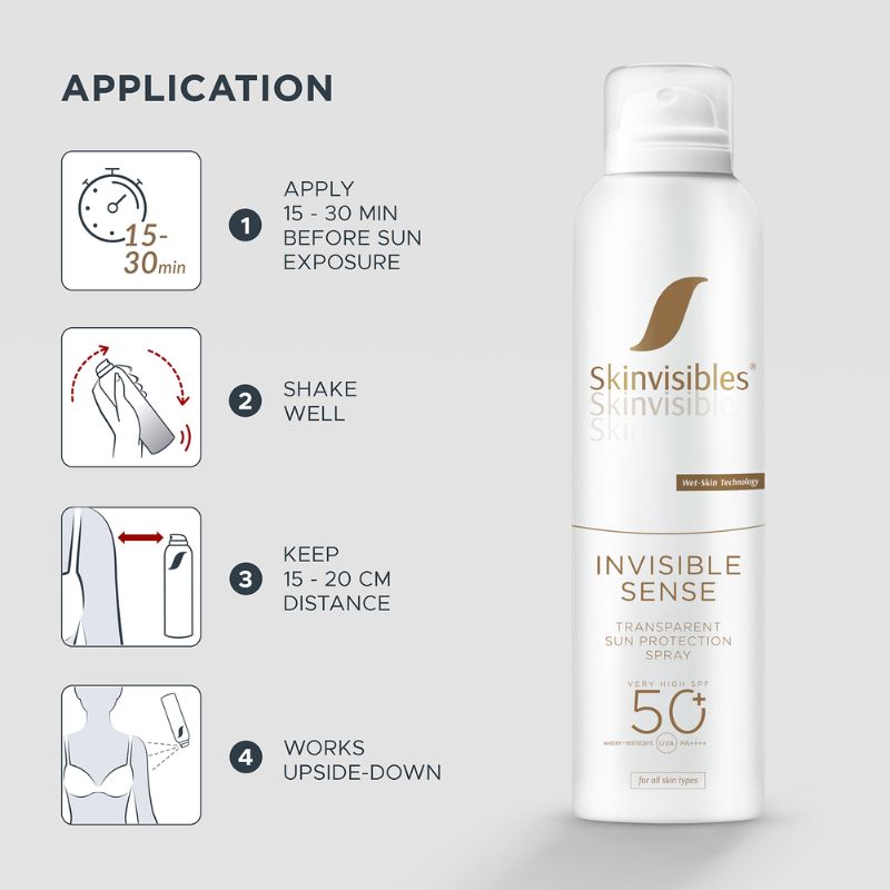SkinVisibles INVISIBLE SENSE Прозрачен слънцезащитен спрей тяло и лице SPF50+