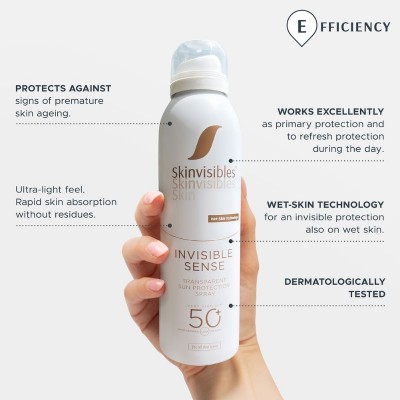 SkinVisibles INVISIBLE SENSE Прозрачен слънцезащитен спрей тяло и лице SPF50+