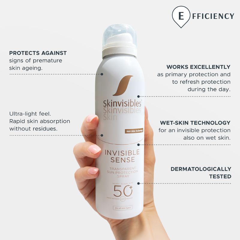 SkinVisibles INVISIBLE SENSE Прозрачен слънцезащитен спрей тяло и лице SPF50+