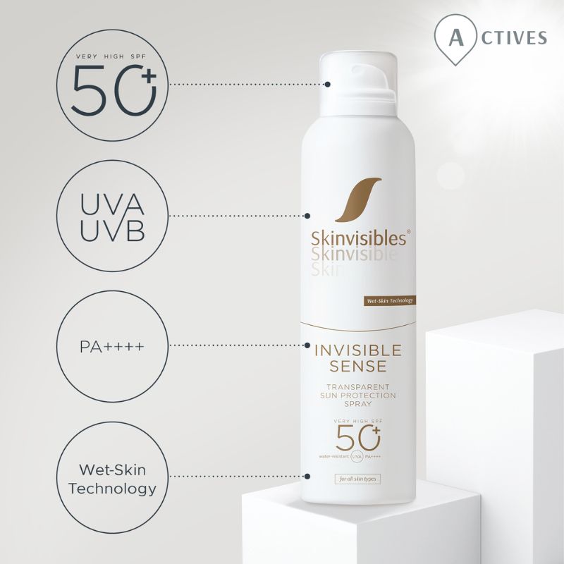 SkinVisibles INVISIBLE SENSE Прозрачен слънцезащитен спрей тяло и лице SPF50+